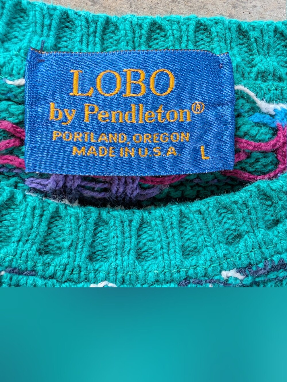 Pendleton VINTAGE 90s LOBO Cotton Sweater Made In USA Men's Large - Picture 3 of 11